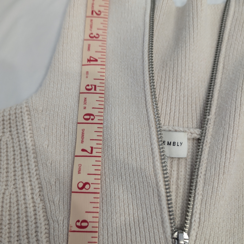 Free Assembly Unisex Half Zip Sweater Size Small Chunky Knit Black Stripes - Picture 12 of 12